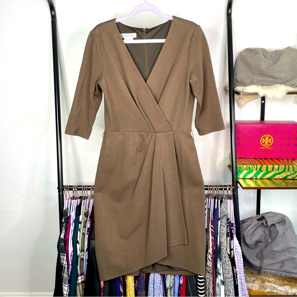 KAY Unger Chocolate Brown Faux Wrap Dress